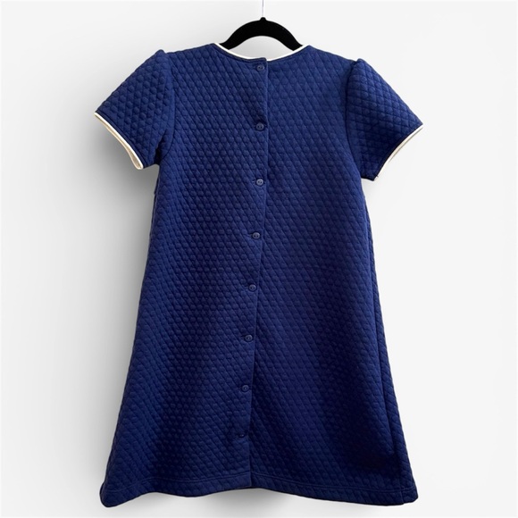 NWT Bella Bliss Navy Quilted Dress Girls 7 Button Back Classic Preppy - Picture 3 of 10